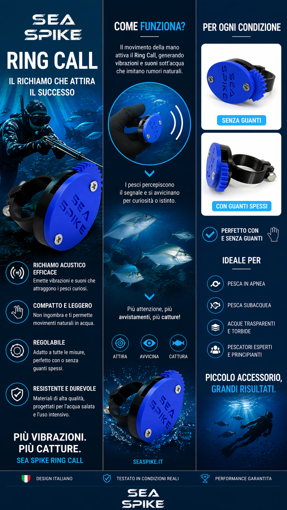 RING CALL SEASPIKE - Richiamo Pesci Subacqueo ad Anello Regolabile pesca subacquea