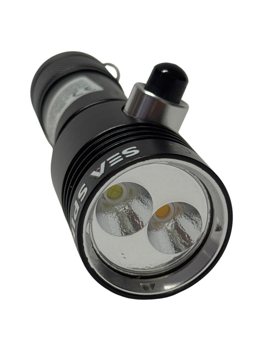 SEA SPIKE – HYDRA DUAL | Torcia Subacquea Professionale con Doppio LED Bianco + Arancione